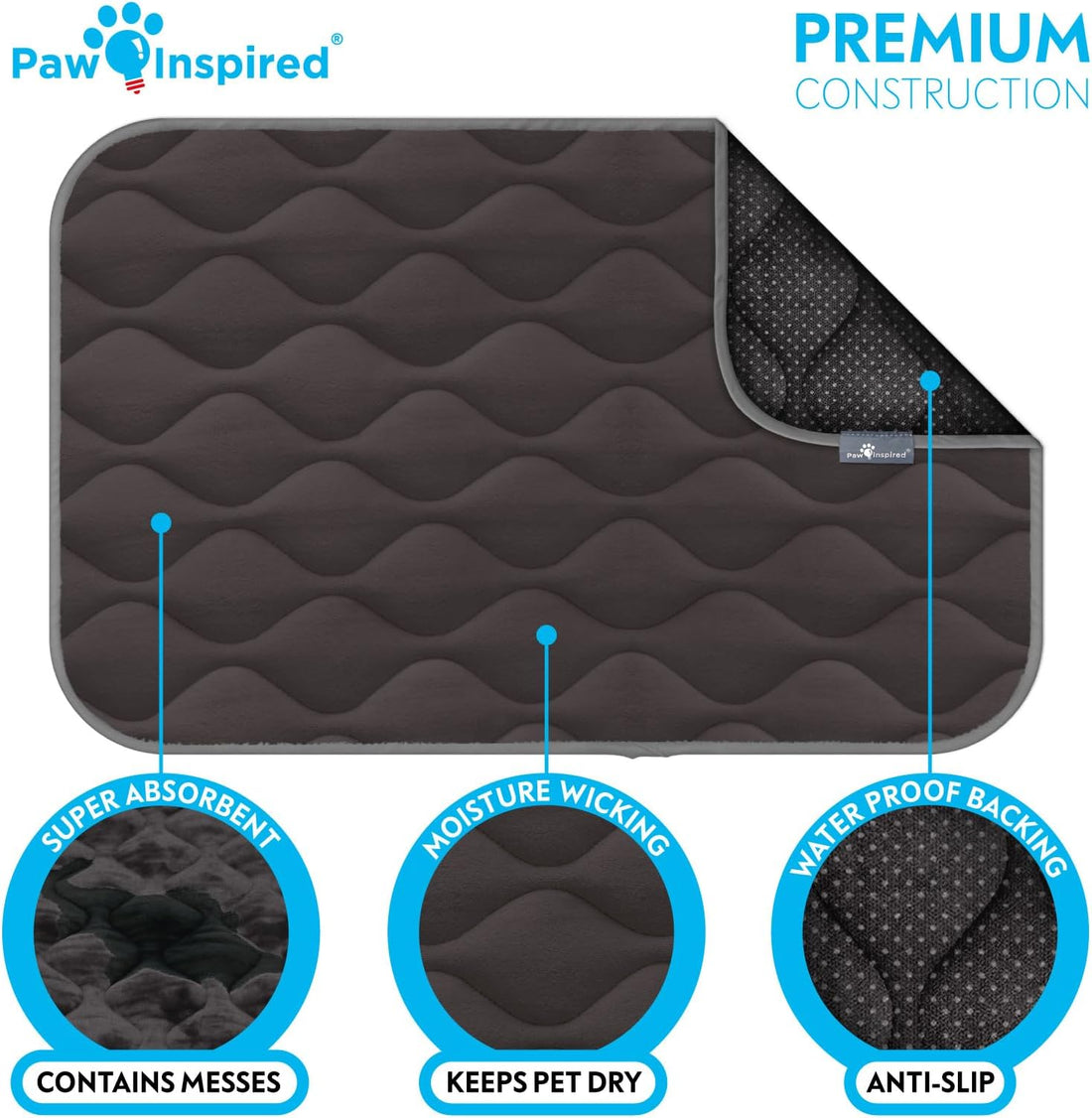 Paw Inspired Washable Padded Crate Mats for Dogs | 29” x 18” Pad