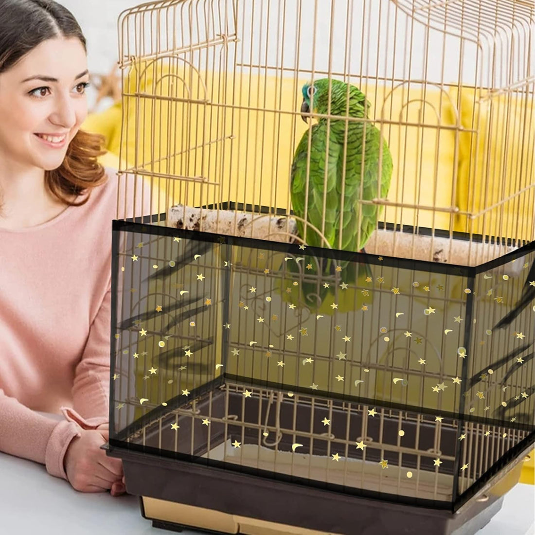 Daoeny 2Pcs Bird Cage Cover, Adjustable Bird Cage Seed Catcher