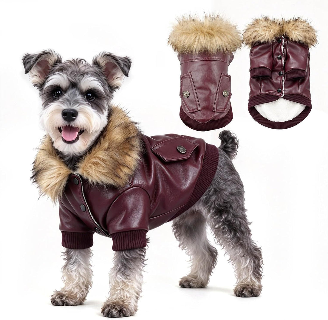 LESYPET Dog Leather Jacket for Small Dogs