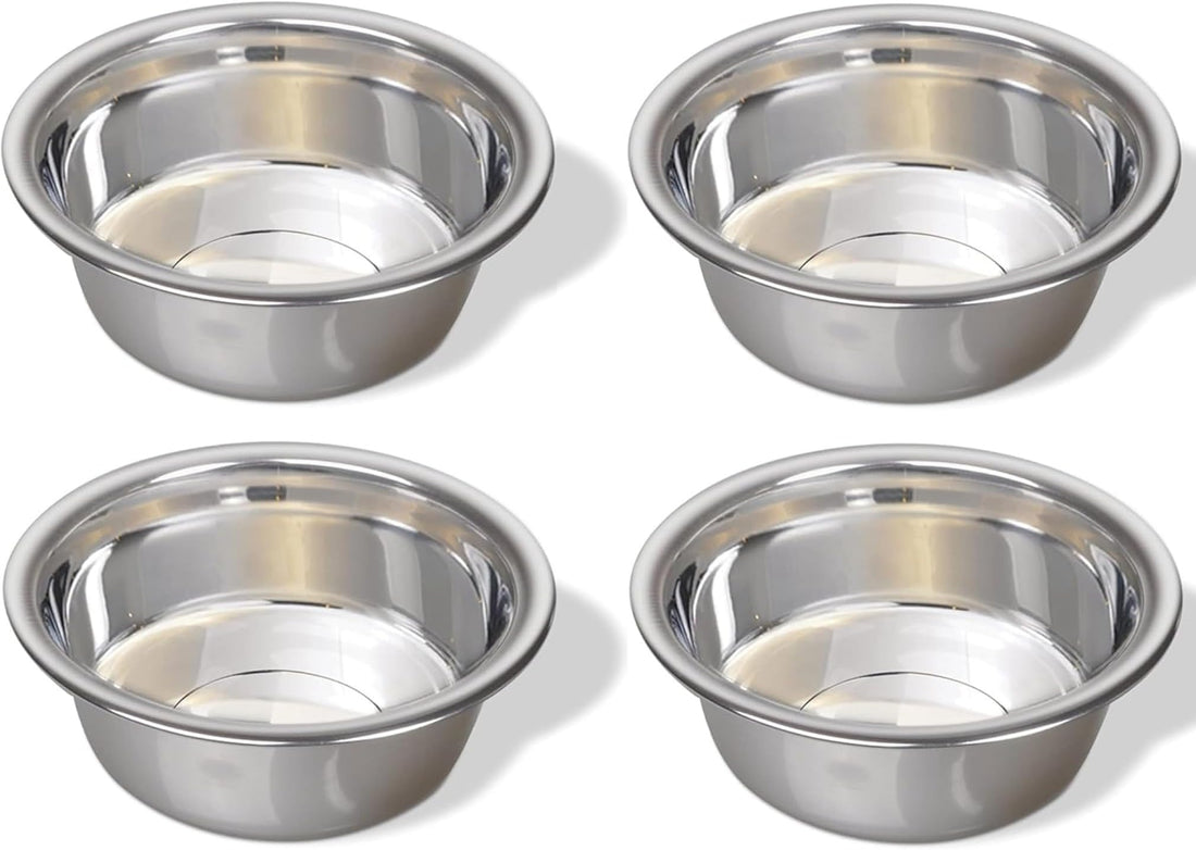 4 Pack - 6.75 Cup Stainless Steel Dog Bowls – Metal Dog Food Bowls