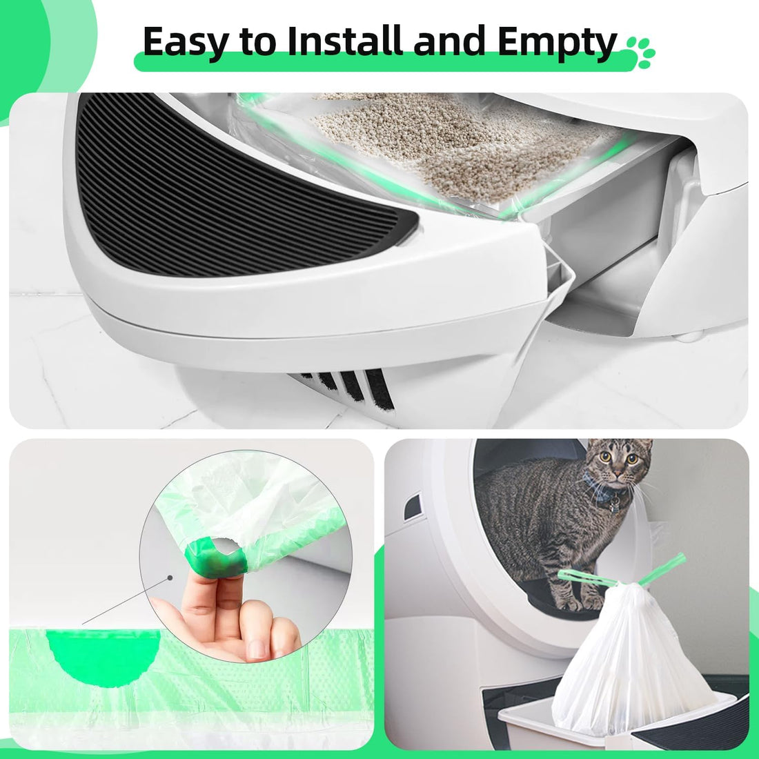 KropBom 45 Count Automatic Litter Box Bags Liners Compatible