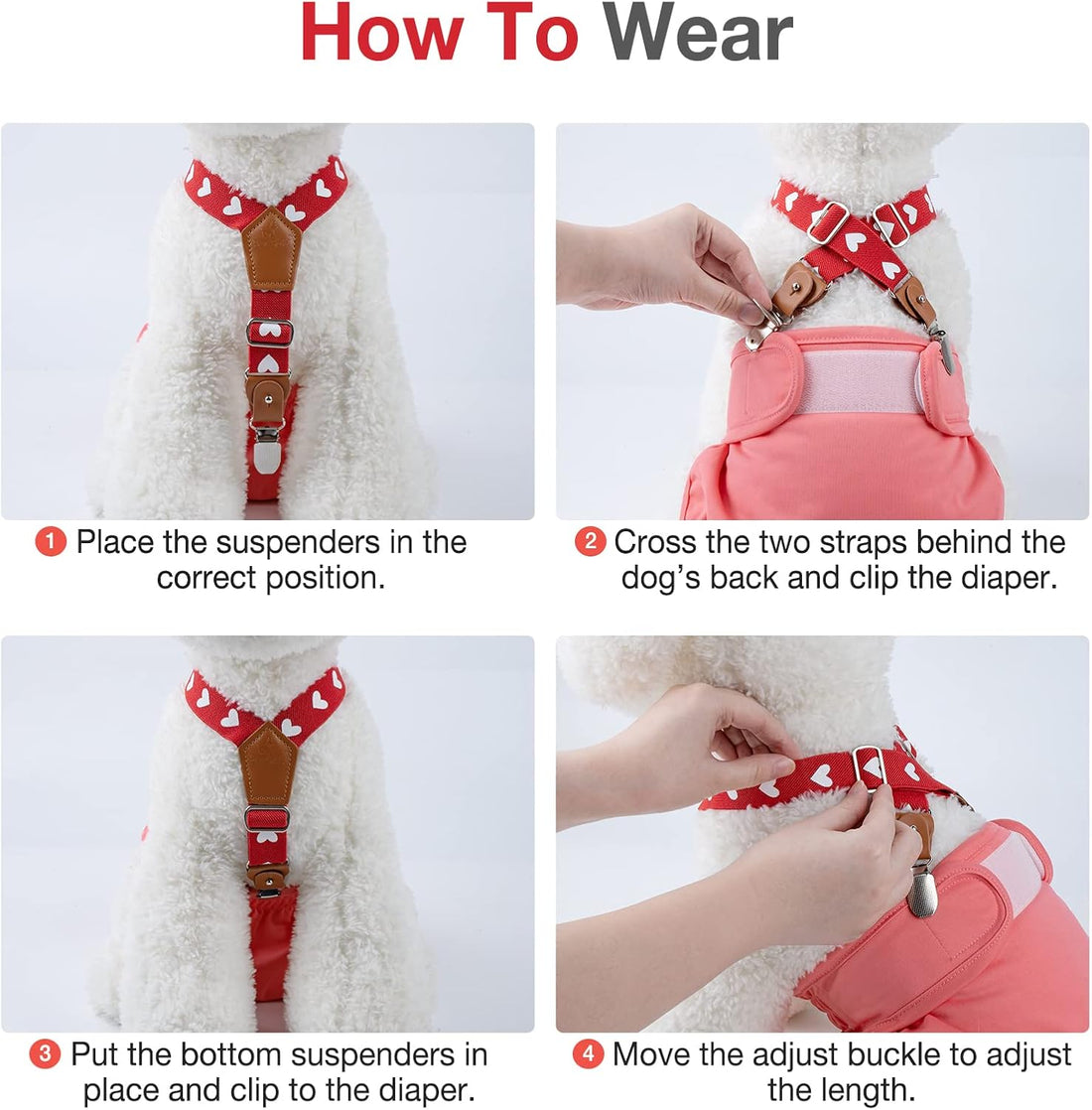 Pet Soft Dog Suspenders 2 Pieces Female Dog Diaper Suspenders