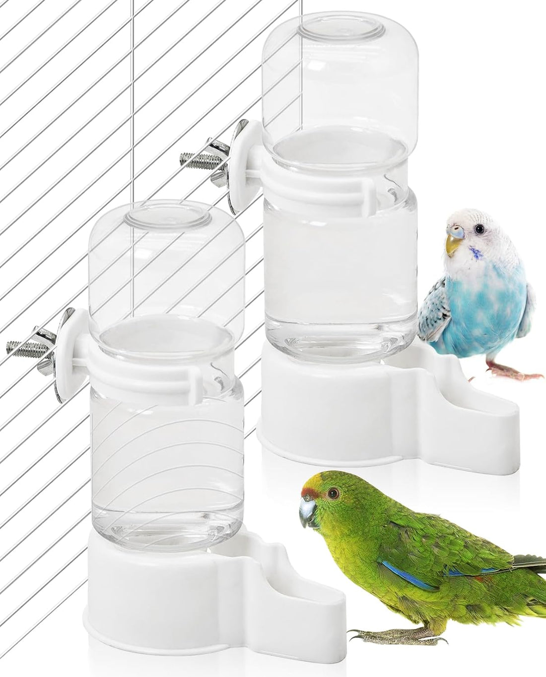 BNOSDM Bird Water Dispenser 2 Pcs Automatic Parakeet Cage Feeder No