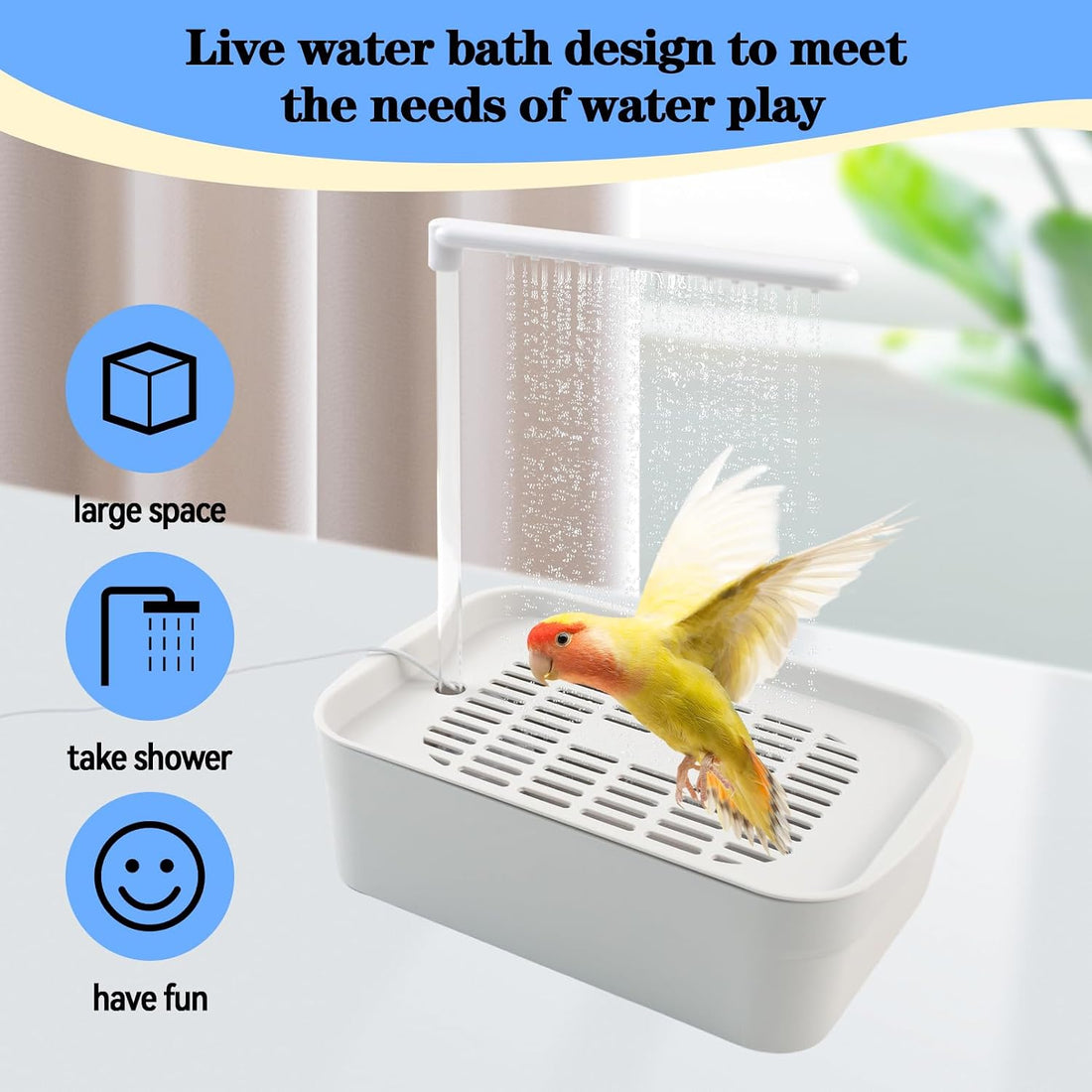 MUYG Automatic Bird Shower with Pump,Electric Bird Bath for Cage