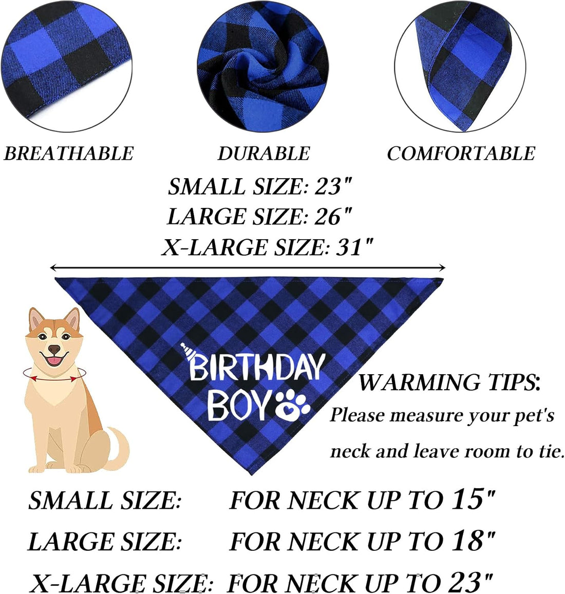 STMK Dog Birthday Bandana, Multi Sizes Dog Birthday Boy Bandana