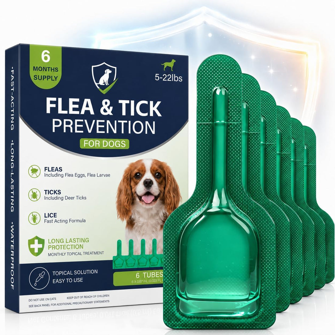Dog Flea & Tick, Waterproof Topical Preventative for Small Dogs
