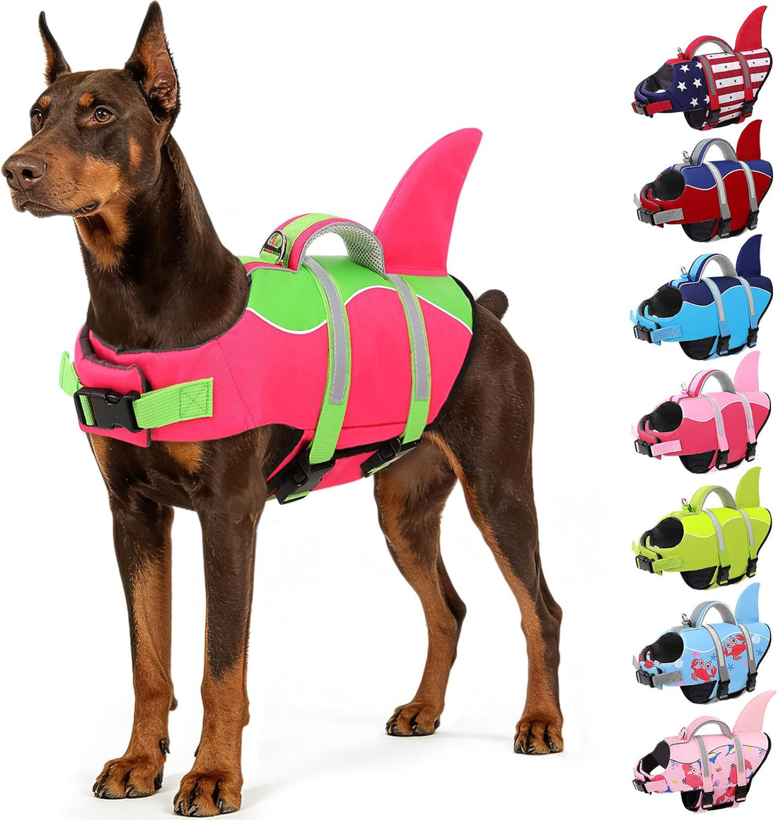 AOFITEE Dog Life Jacket High Buoyancy Shark Dog Life Vest for Swimming