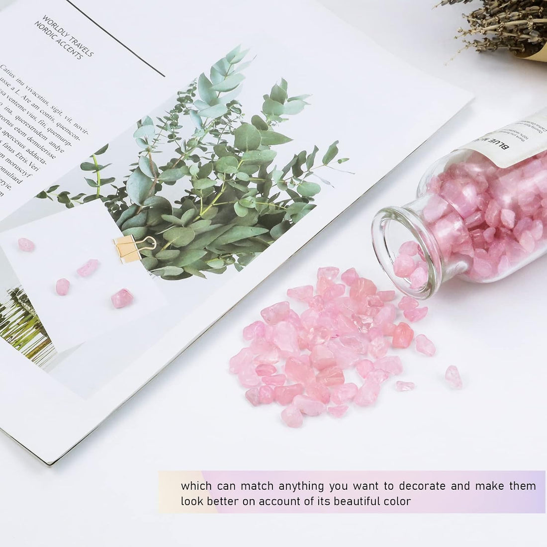 Twdrer 2lb Natural Rose Pink Quartz Crystal Chips