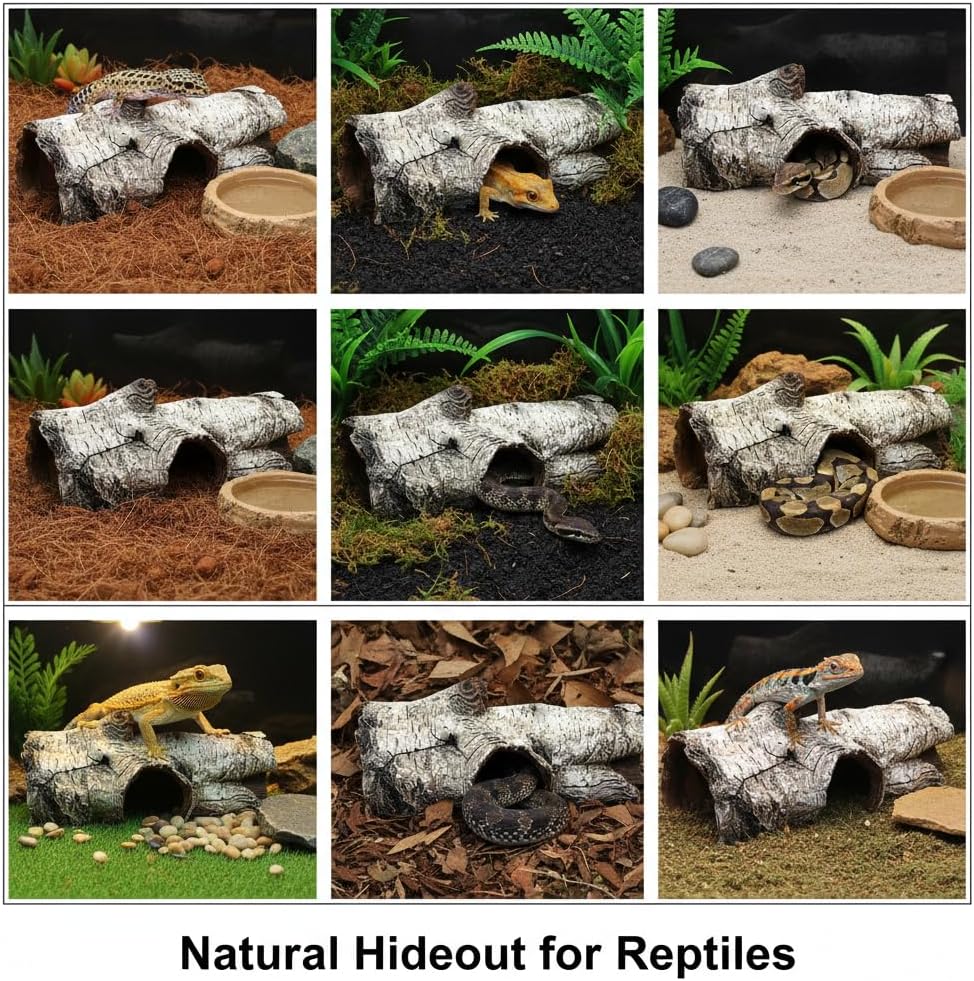 JIHAQUA Aquarium Resin Bark Terrarium Decor, Lizard