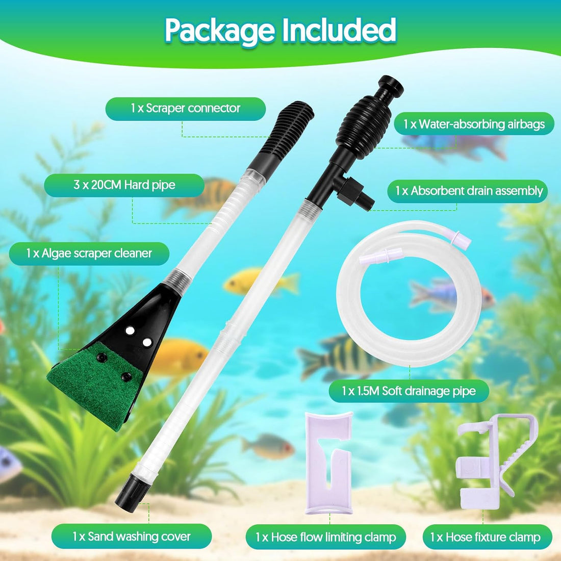 Fish Tank Cleaner Gravel Vacuum for Aquarium
