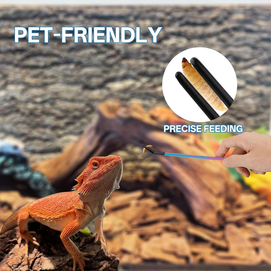 3PCS 10.6" Straight & Curved Reptile Feeding Tongs Set with Spoon