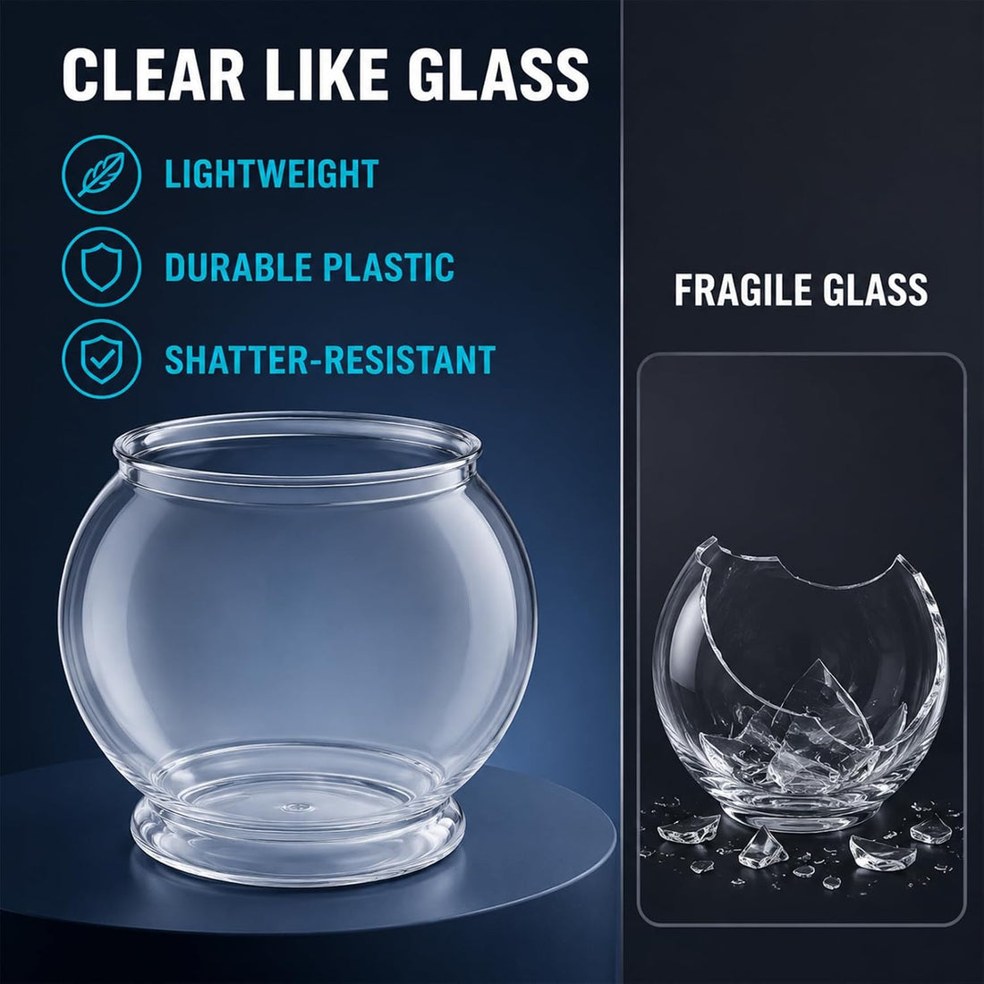 Mini Plastic Fish Bowl 30 oz Round Tabletop Aquarium Decorative