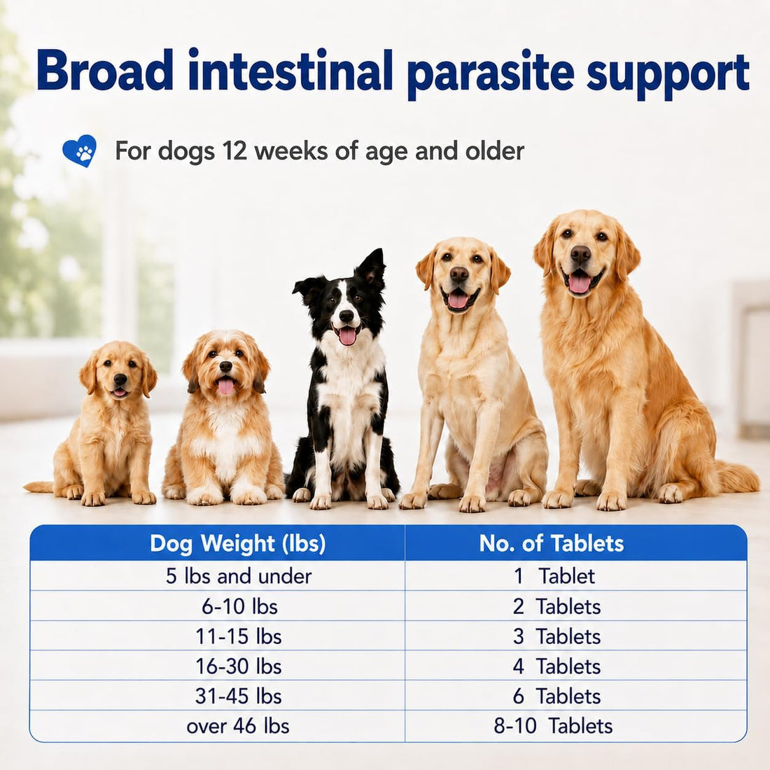 Dewormer for Dogs ,Triple De-wormer Tablet for Small