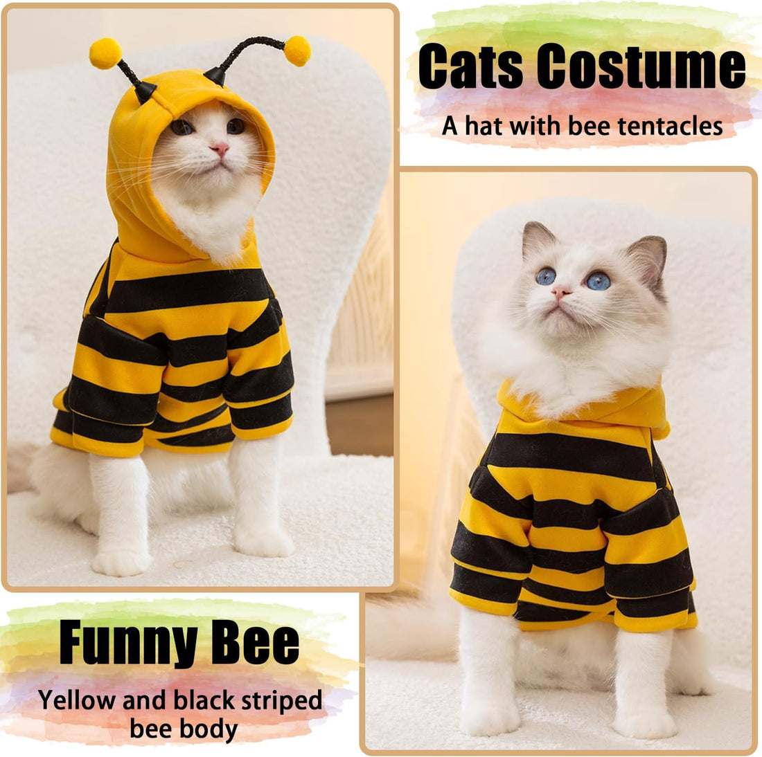 DENTRUN Sphynx Cat Sweater, Funny Bee Costume & Warm Breathable Top