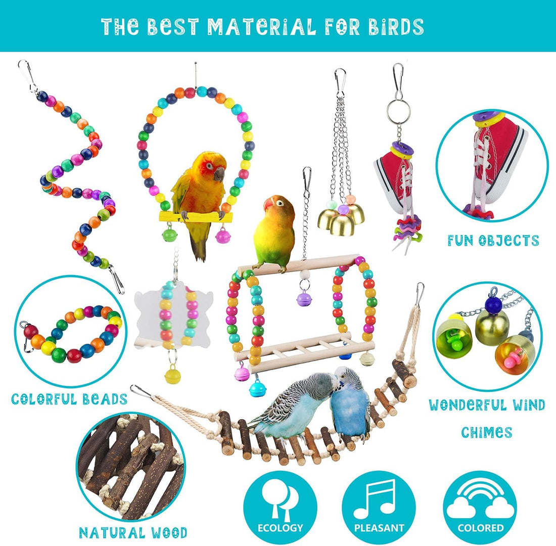 Sysmashing 23pcs Bird Parakeet Cockatiel Toys,Parrot Swing Chewing