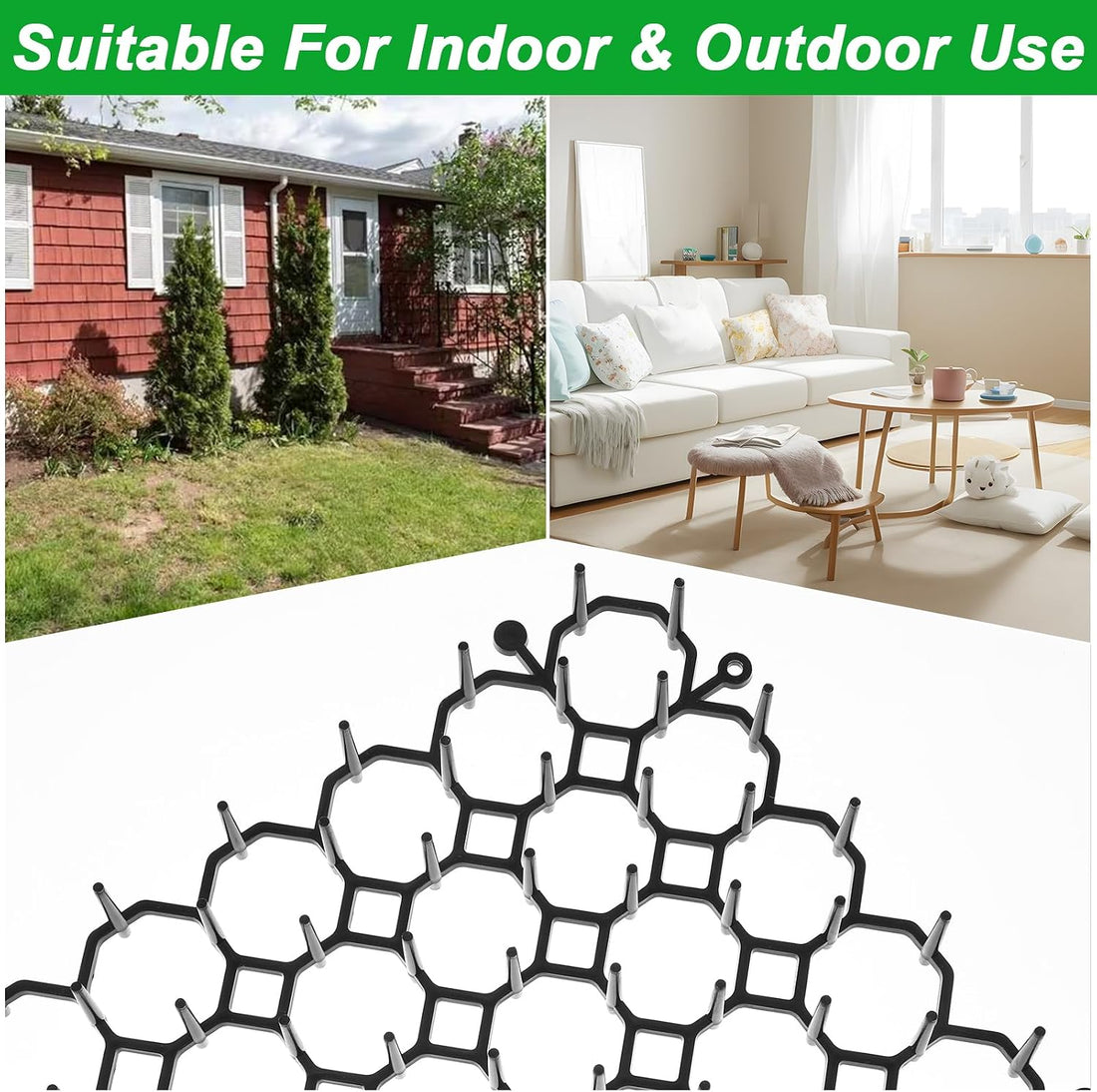 24 Pack Scat Mat for Cats , Cat Spike Deterrent Mats with 20 U-Shaped