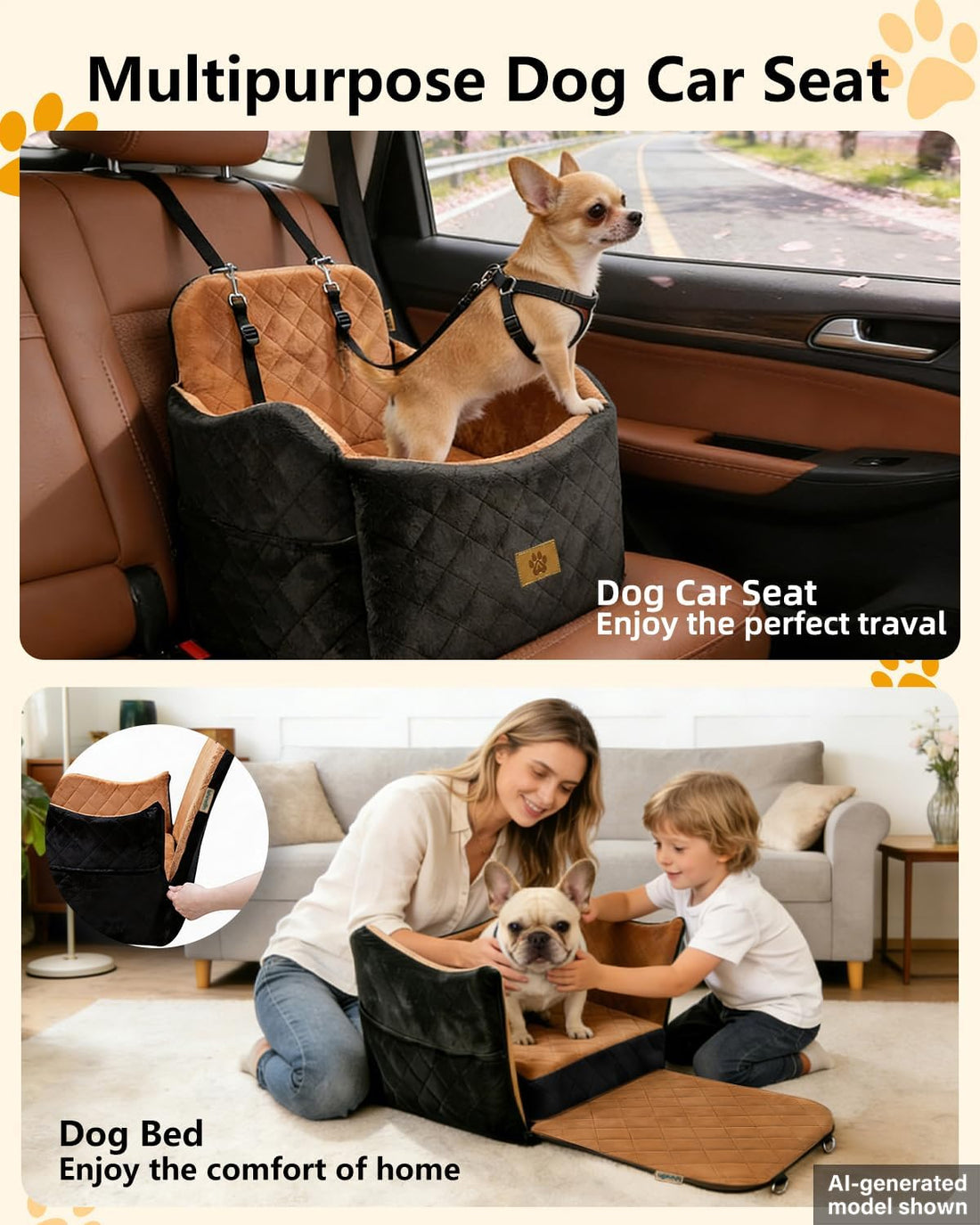 Dog Car Seat for Smal Dogs Up to 35lb,Machine Washable Dog Booster