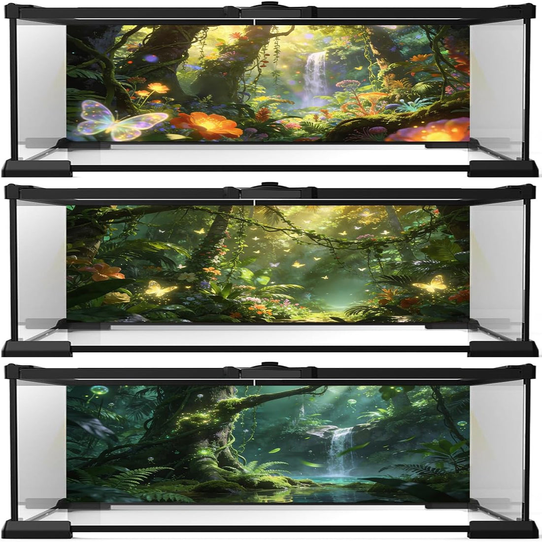 48"x24" Dream Forest Reptile Background Terrarium Background 3pcs