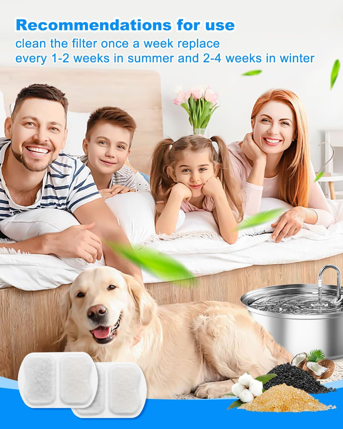 10 Set Dog Water Filter Replacement Fit for oneisall Dog Water
