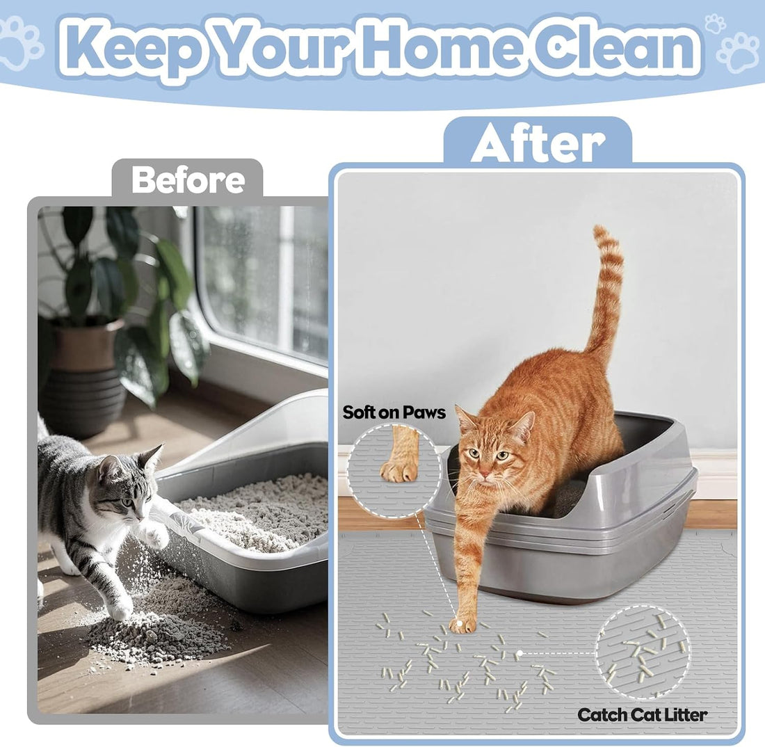 Bartuke Cat Litter Mat, Extra Large 40" x 28" Silicone Mat Litter
