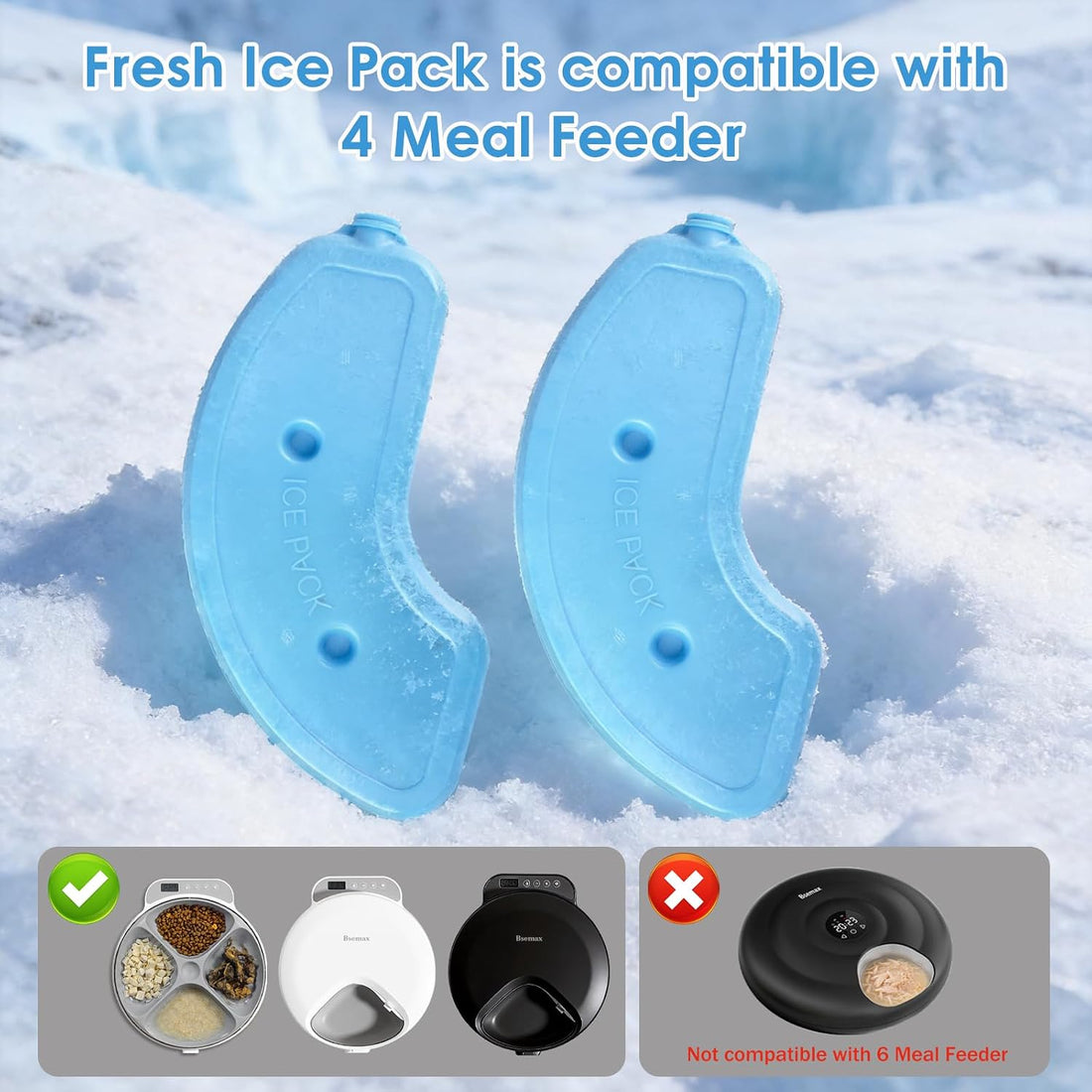 Bsemax 2 Pcs Replacement Ice Packs for Automatic Cat Feeder Wet Food