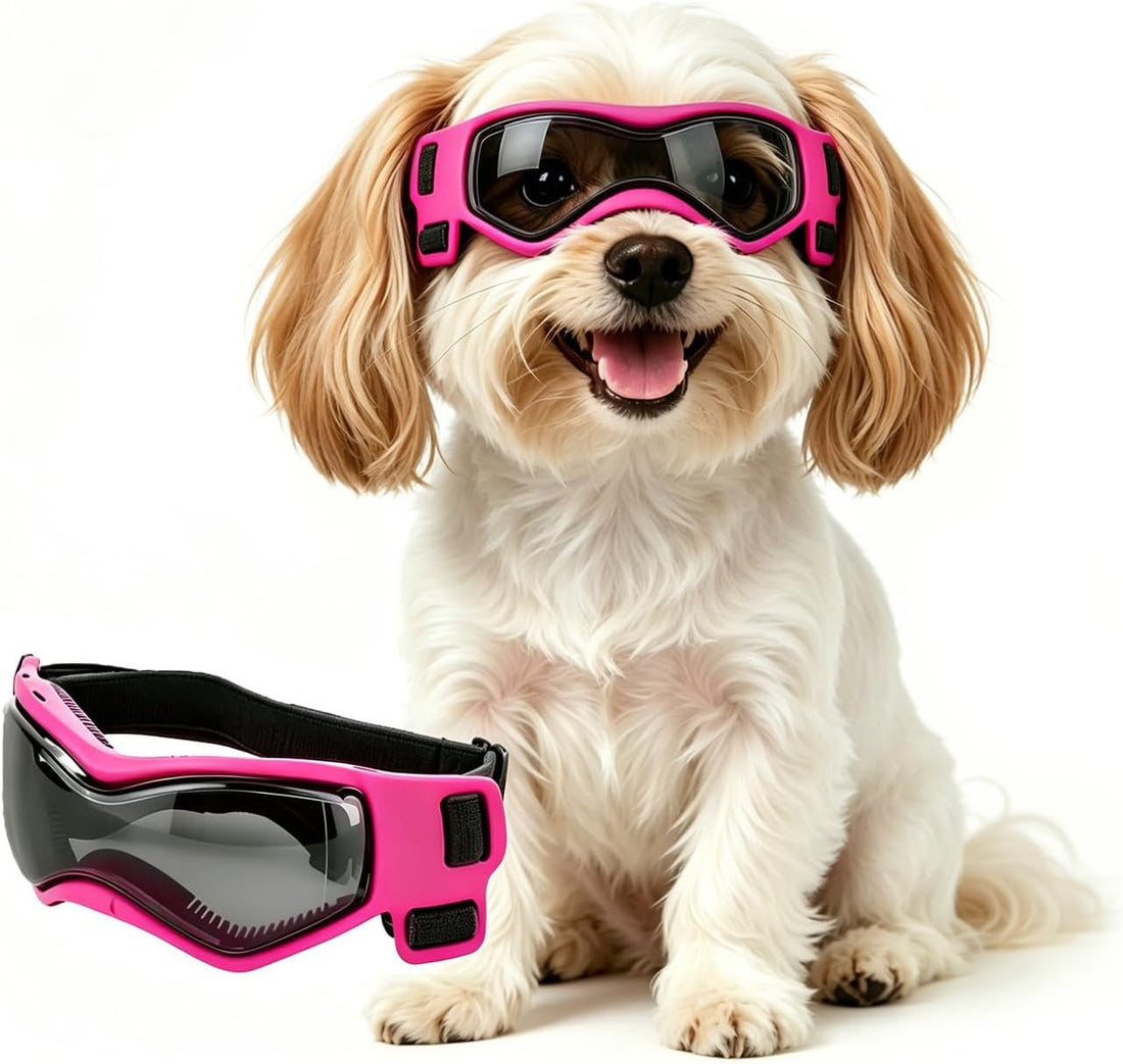 Small Breed Dog Goggles, Pink Sunglasses with UV Protection
