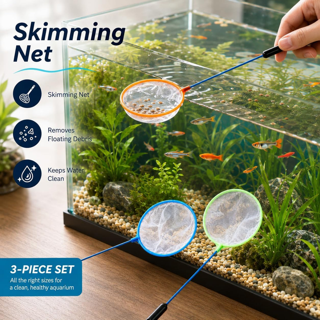 3-Piece Sets Aquarium Fish Net Mini Baby Bumper Shrimp Net Small