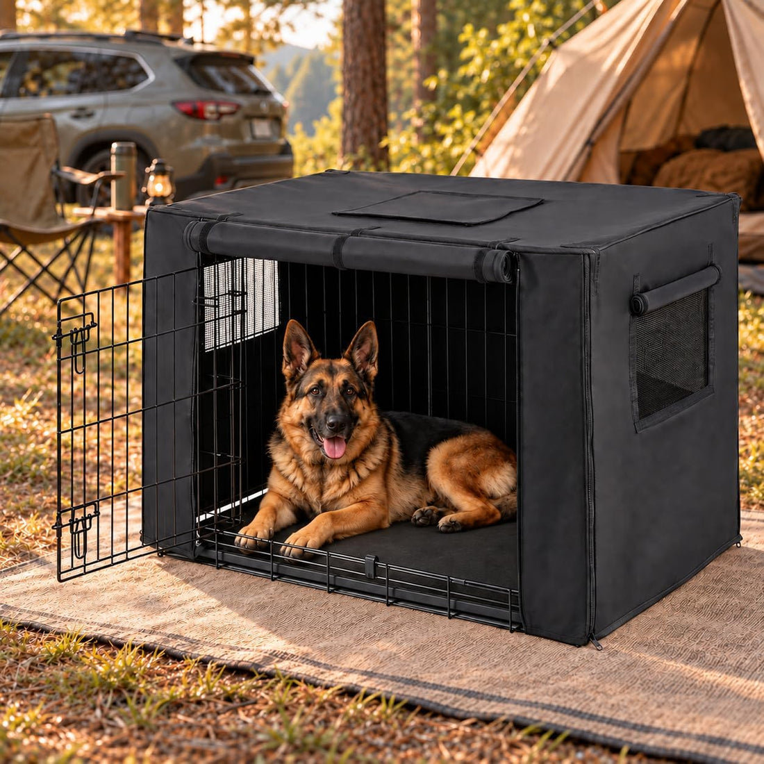 Chew Proof Dog Crate Cover, 36 Inch, 1680D Heavy Duty Nylon, Black