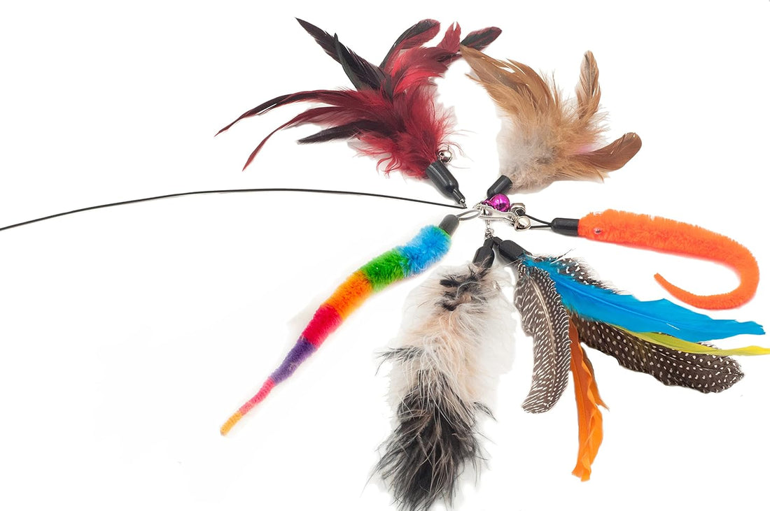 Fashion's Talk Feather Wire Wands Kitten Toys Worm Teaser Wand Cat
