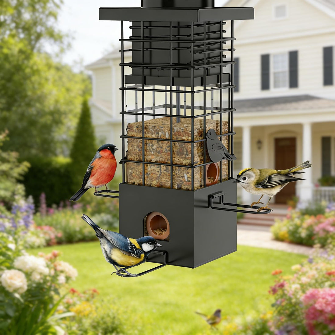 Metal Squirrel Proof Bird Feeder,2.5LB Capacity,Easy Refill & Clean