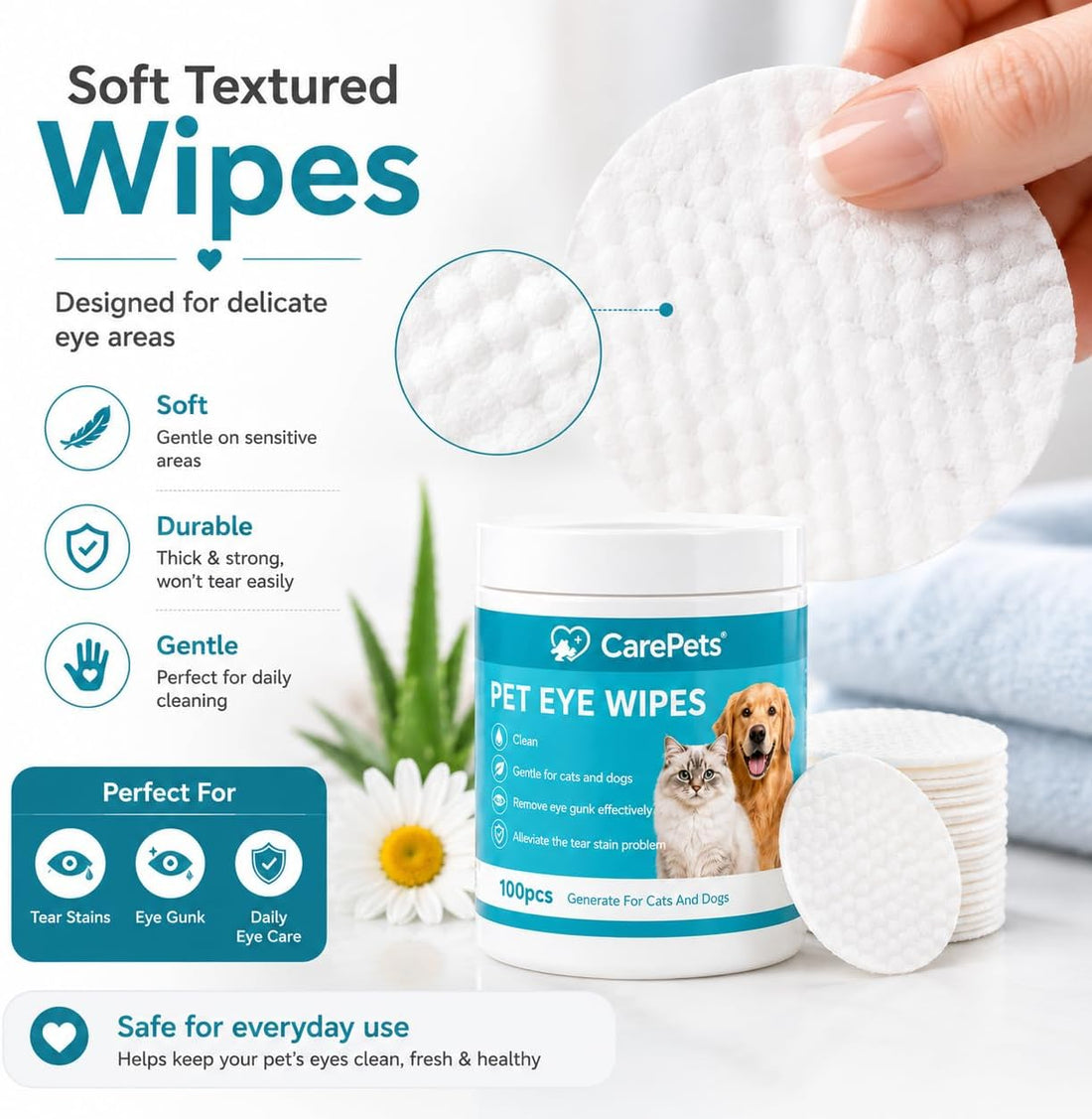 Eye Wipes Textured for Tear Stains