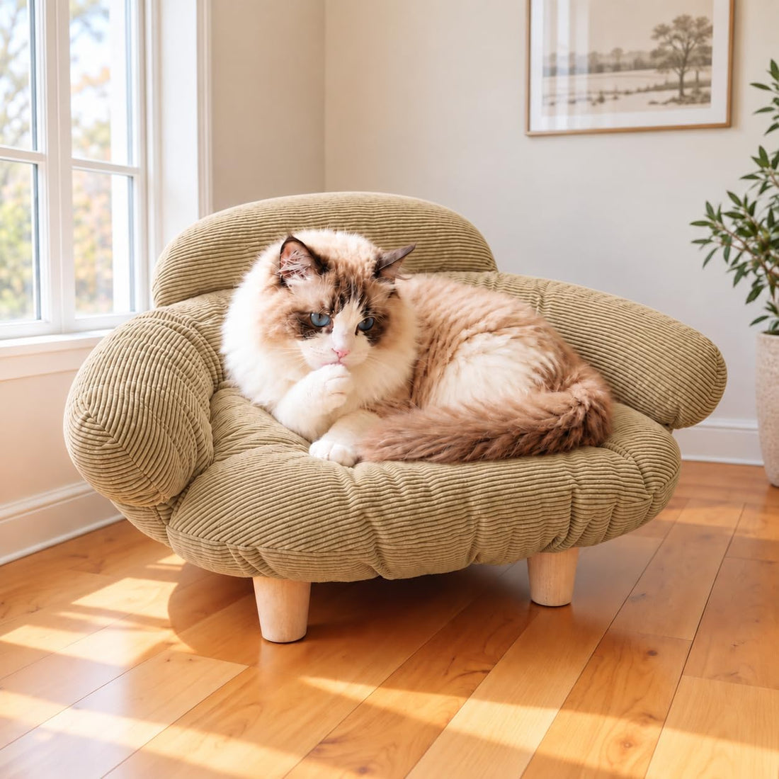 Elevated Cat Sofa Bed, Raised Cat Couch Pet Sofa for Indoor Cats