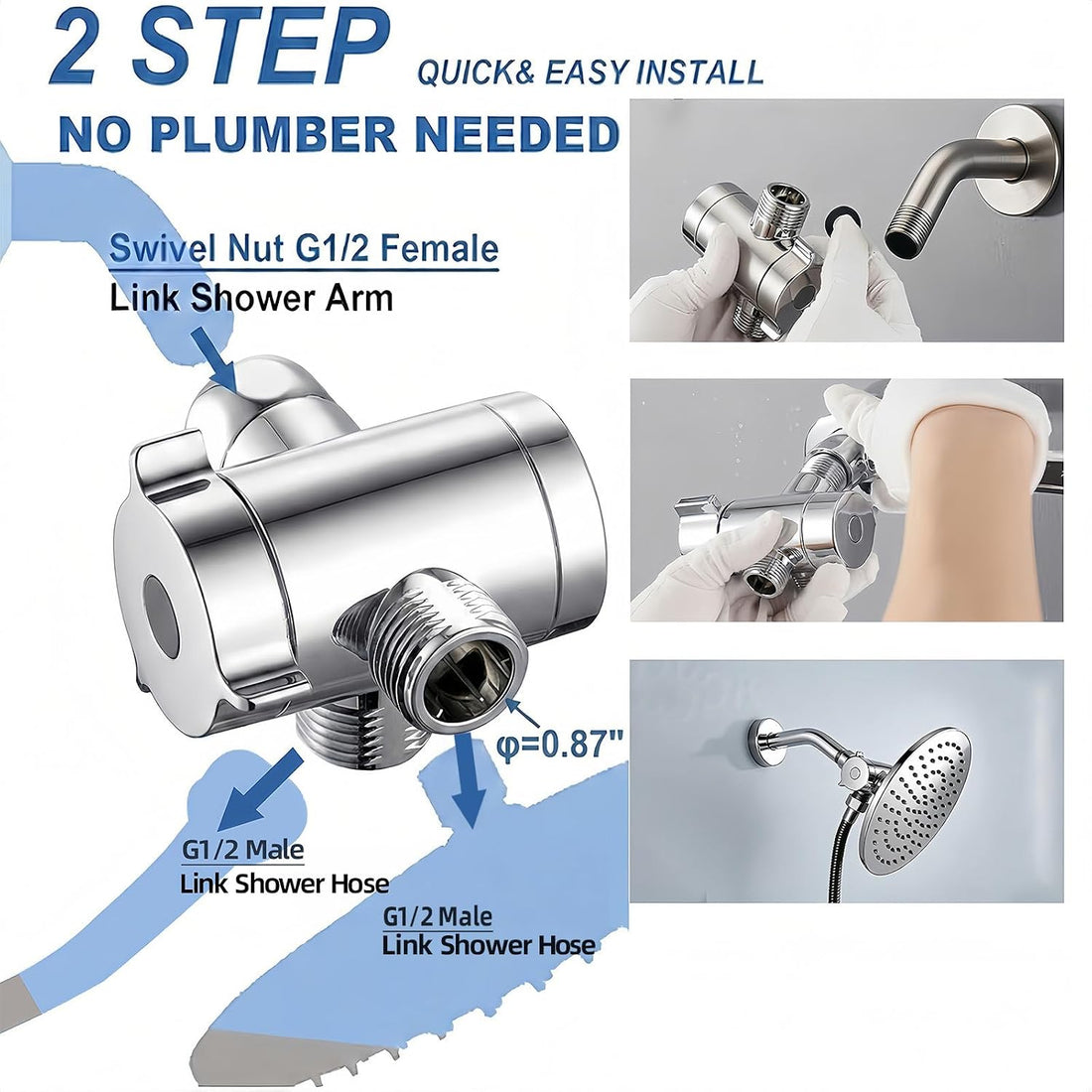 Dog Shower Sprayer Attachment for Pet Showering, Chrome Finish