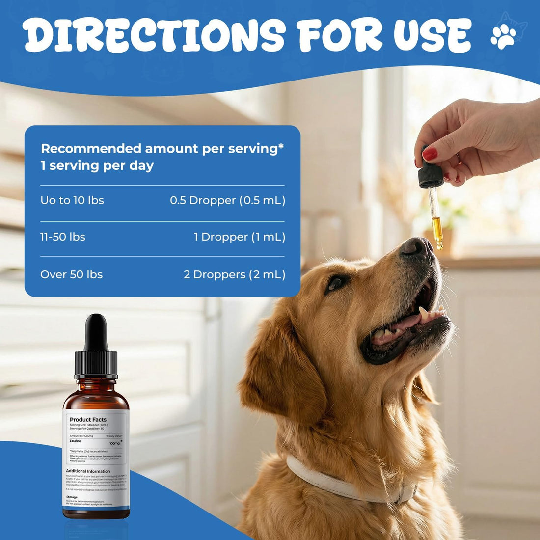 Taurine Liquid Supplement for Dogs, Heart & Muscle Function