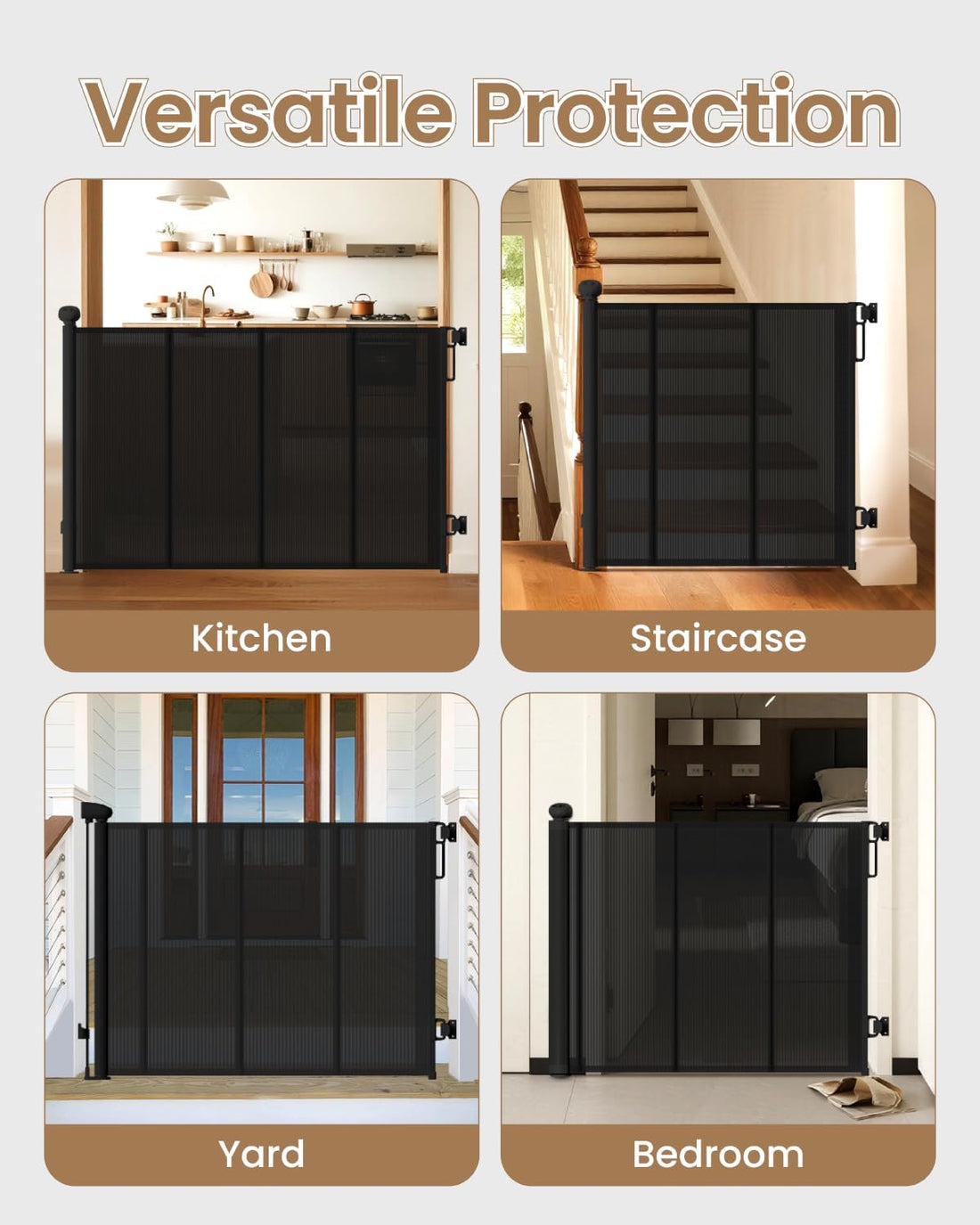 Retractable Baby Gate, Up to 55" Wide Reinforced Retractable Gate