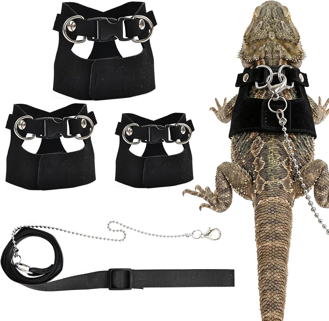 4pcs Bearded Dragon Harness and Leash Set for Small Reptile