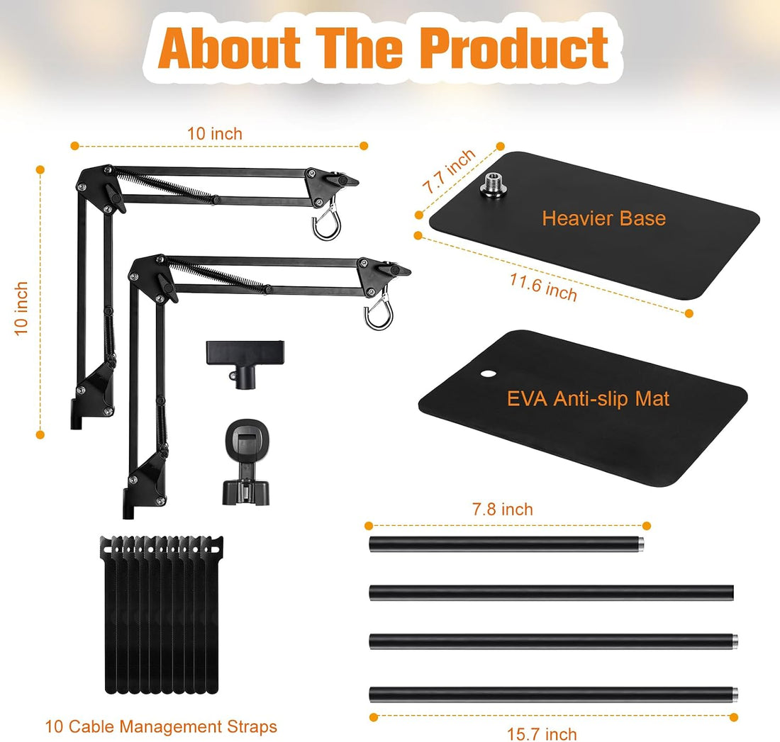 DXOPHIEX Dual Reptile Lamp Stand Reptile Light Stand with 2 Brackets