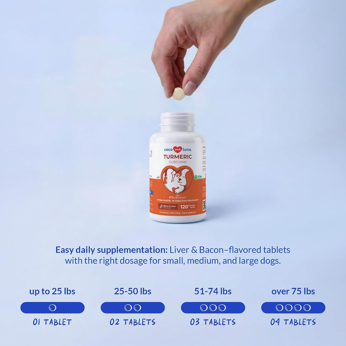 Turmeric for Dogs Anti Inflammatory Pain Relief - 120 Chewable Tablets