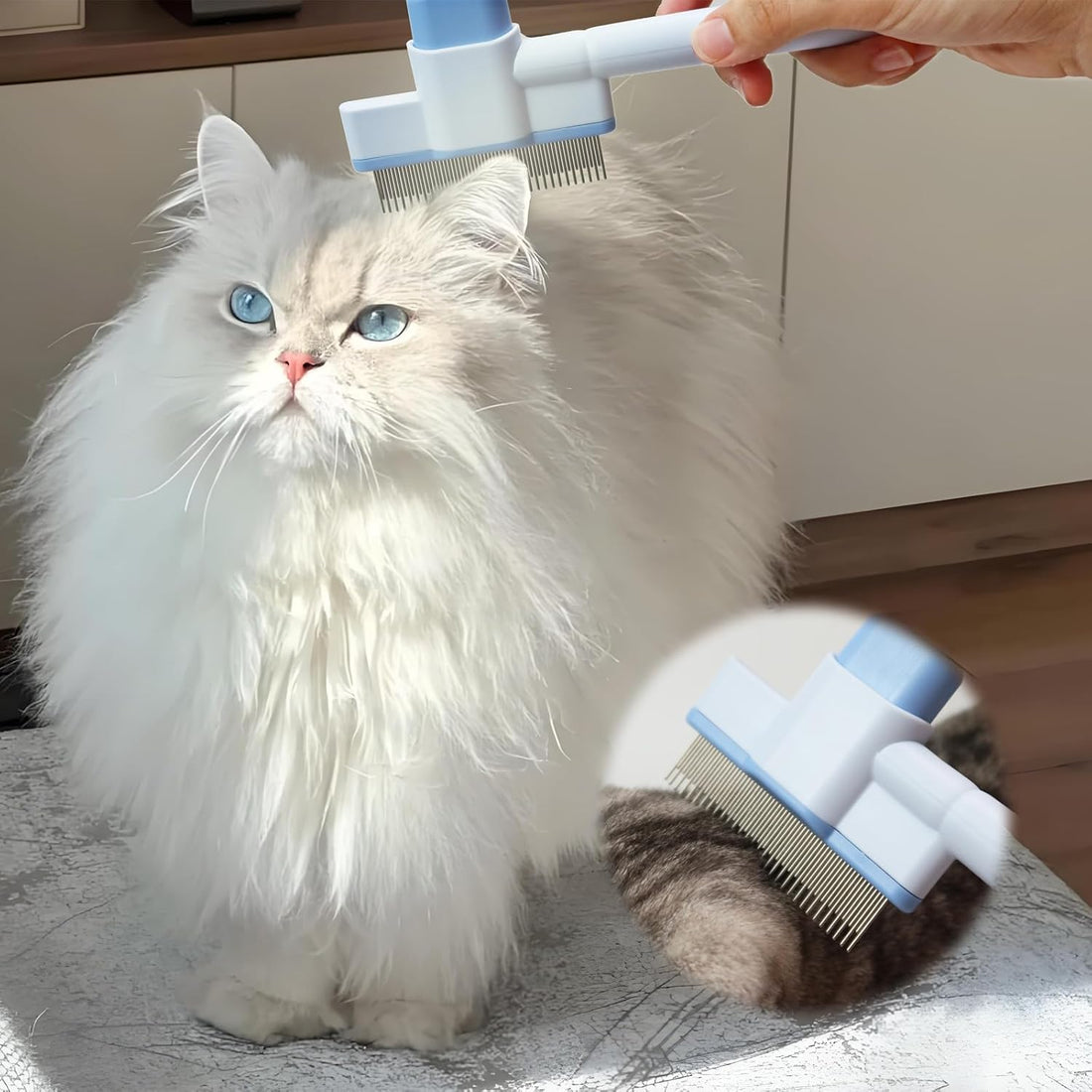Cat Comb Pet Comb Self Cleaning Upgraded Cat Brush for Long Haired