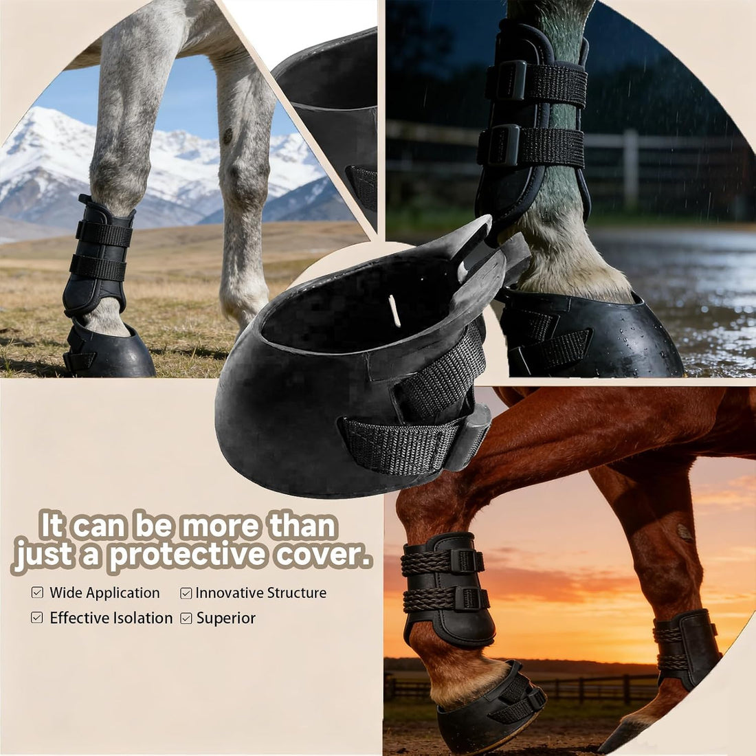 2 Pack Hoof Boots for Horses, Horse Hoof Boots, Rubber Horse Boots