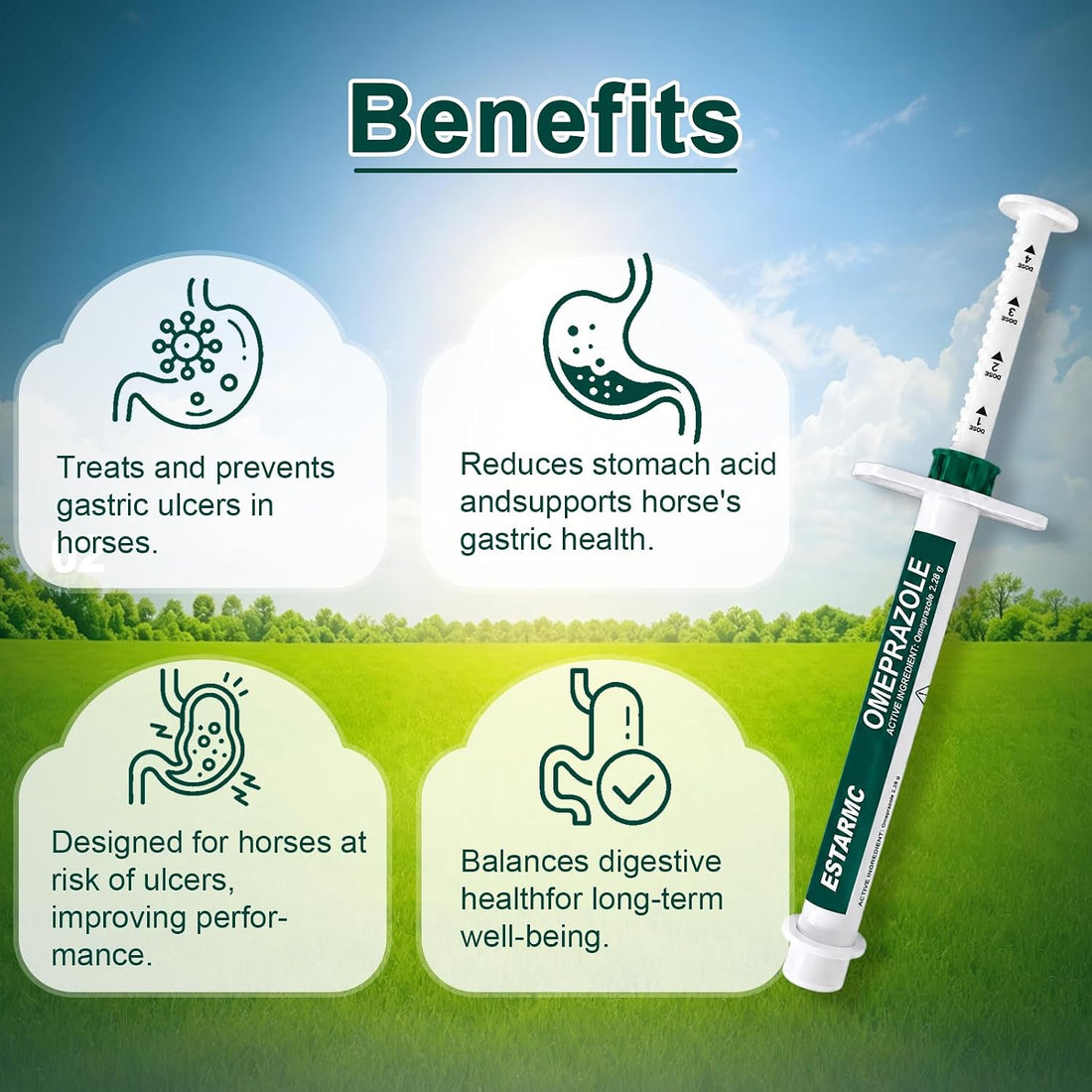 3 Pack Oral Paste Syringe for Horses,Apple Flavor