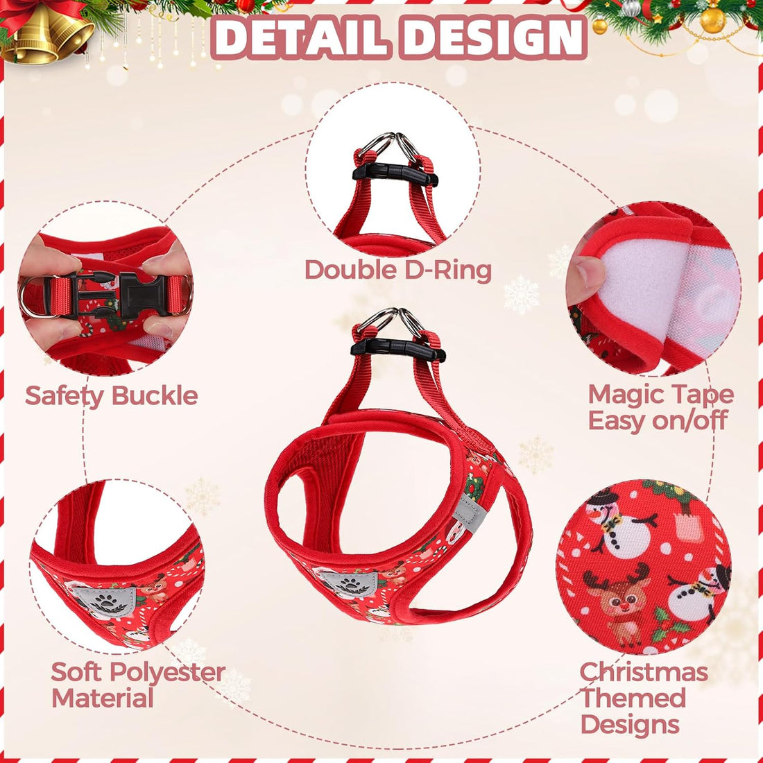 PAWCHIE Christmas Dog Harness and Leash Set