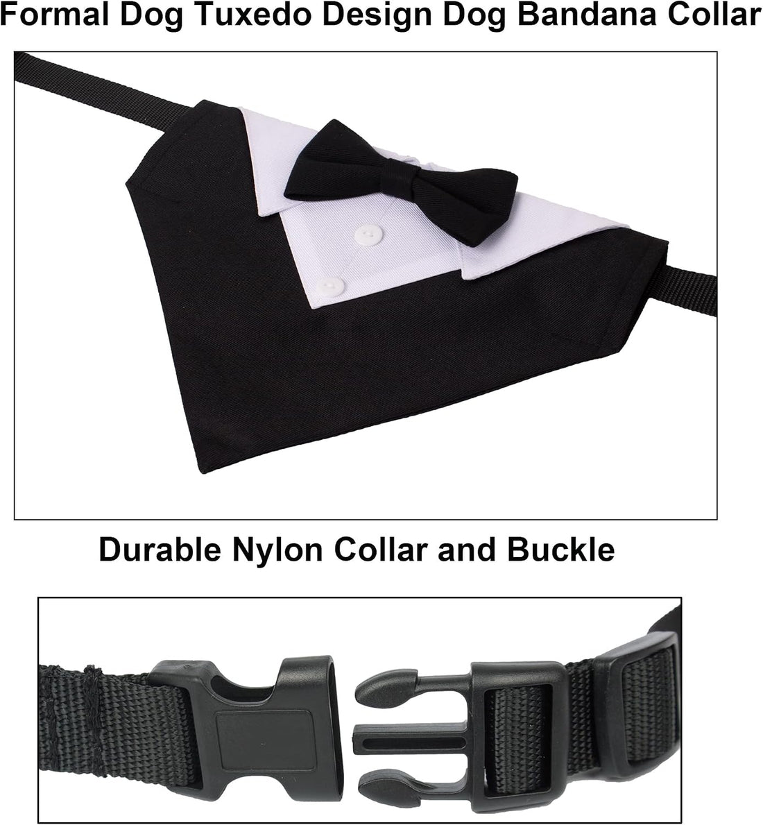 ADOGGYGO Dog Tuxedo Collar, Wedding Dog Bow Tie