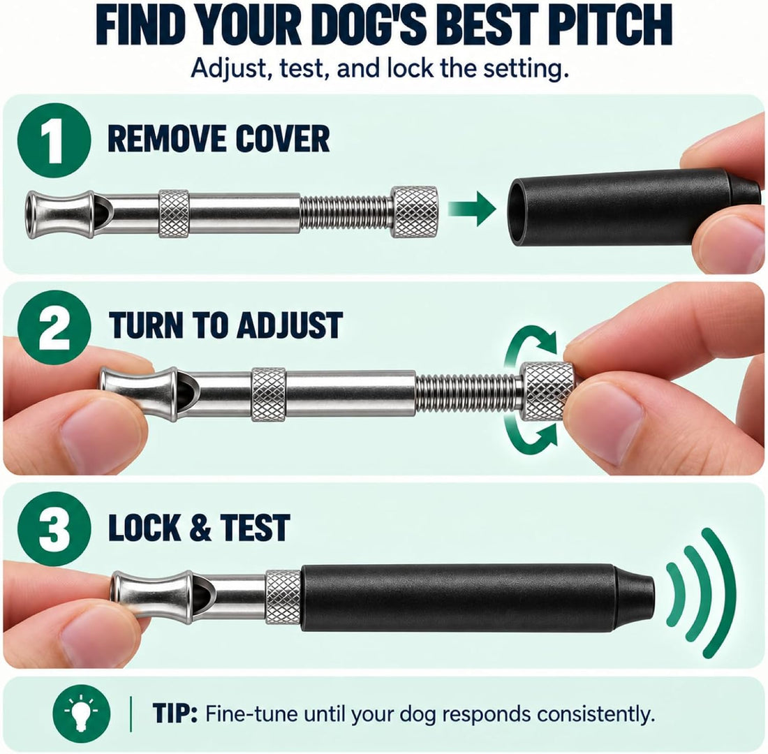 Adjustable Dog Whistle to Stop Barking, 2 Pack, Black