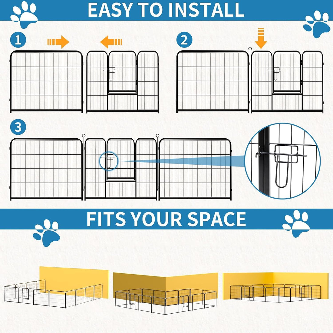 NEWBULIG Dog Playpen Indoor 32 Inch 16 Panels