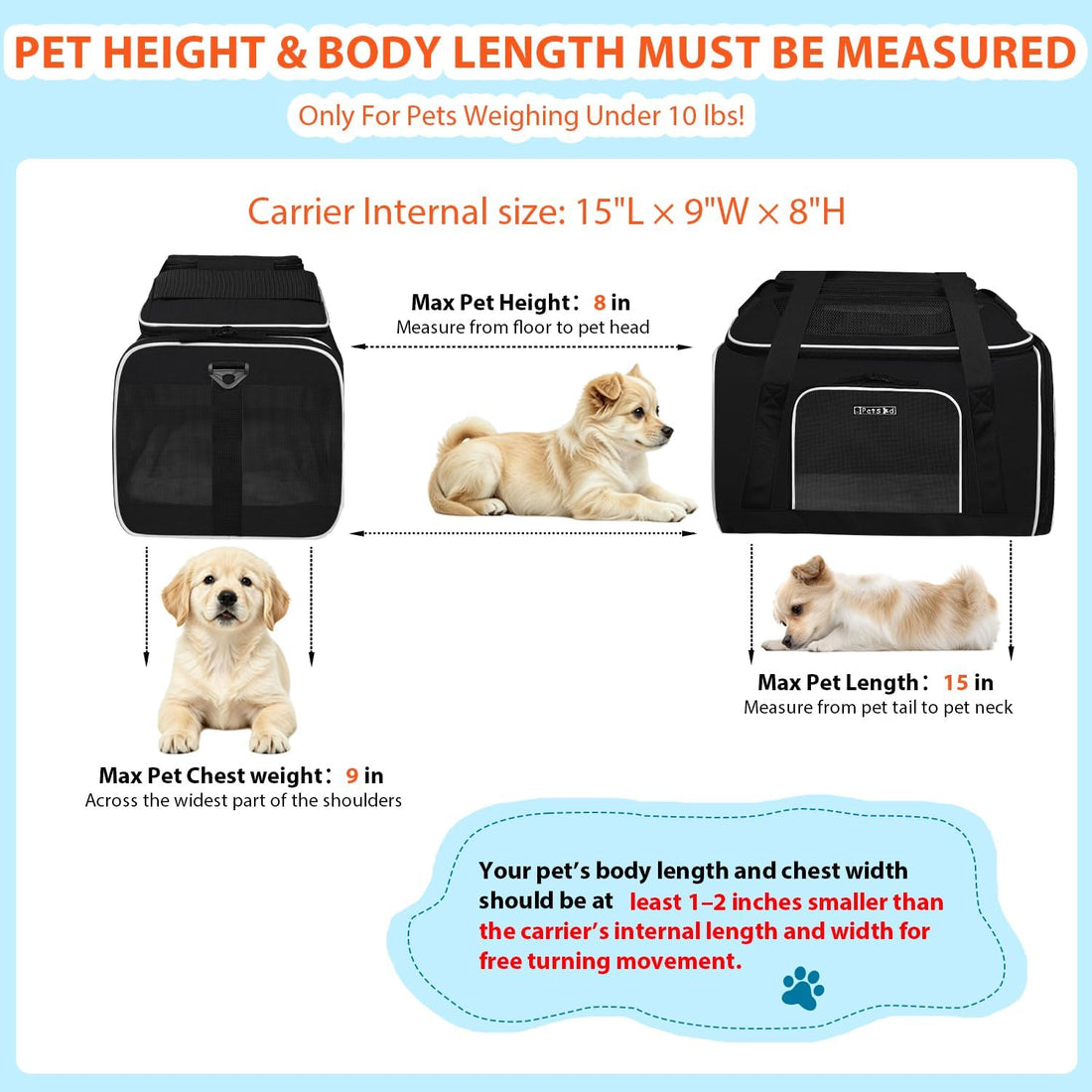 Petskd Top and Side Expandable Small Pet Carrier Airline Approved