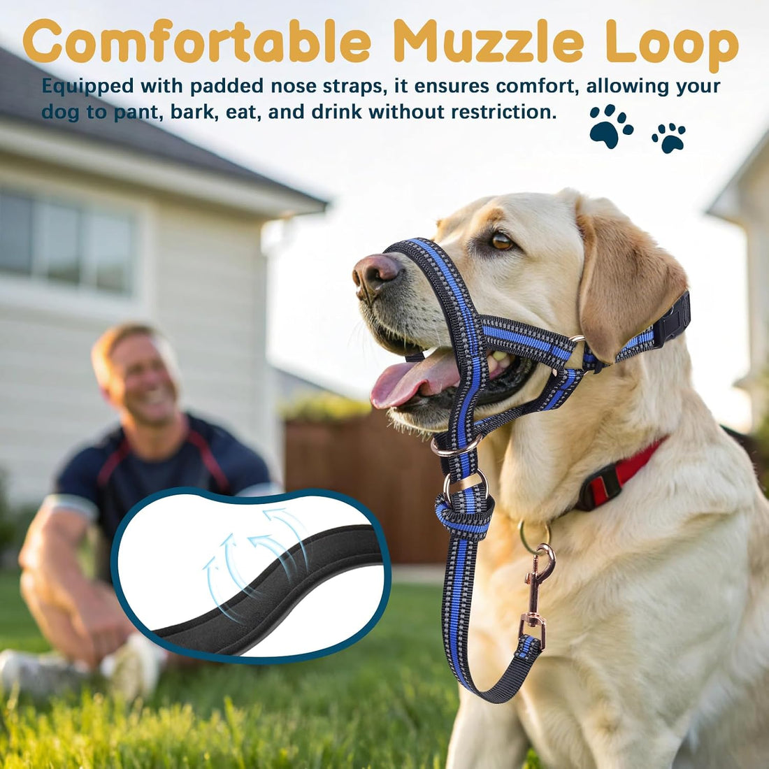 BARKLESS Muzzle Leash for Heavy Pullers, No Pull Stylish Head Halter