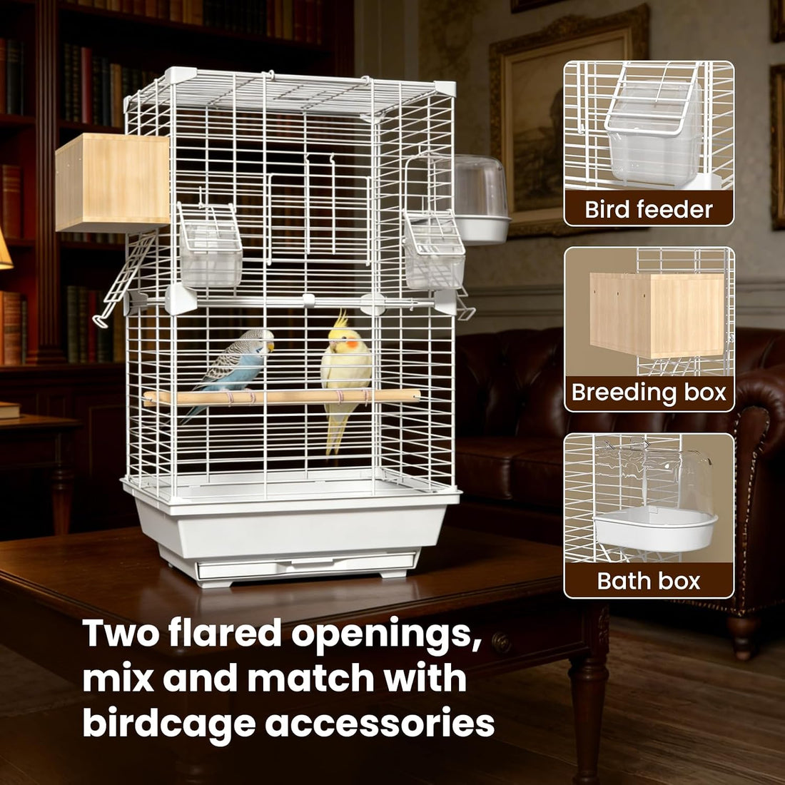 24.8 in Bird Cage, Medium‑Small Parakeet Cage with Expansion Ports