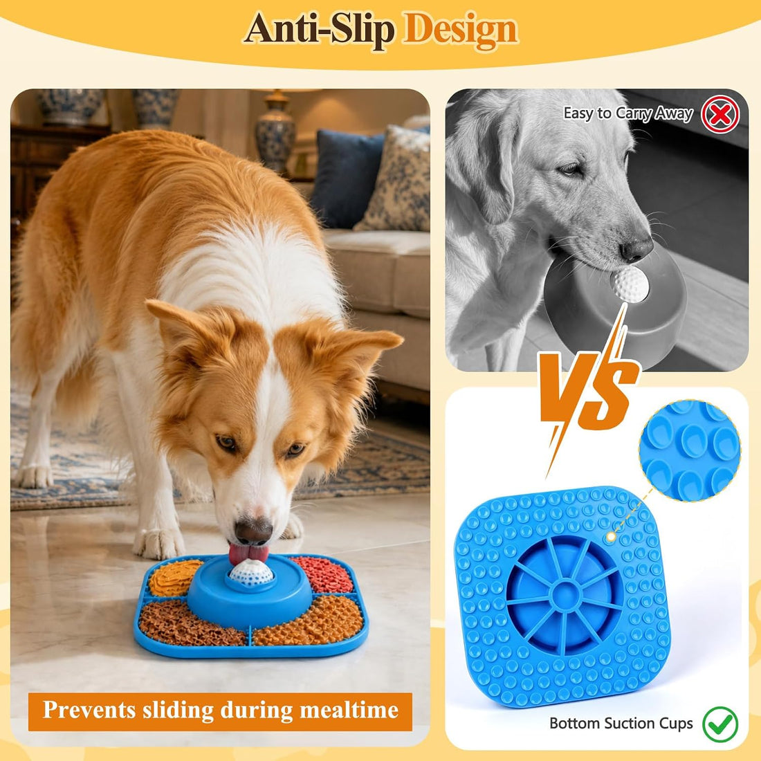 Slow Feeder Dog Bowls 3-in-1 & Lick Mat & Anti-Choking Rolling Ball