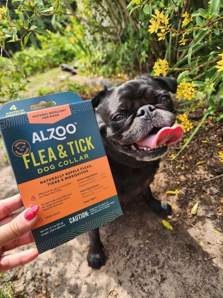 ALZOO Plant Based Flea & Tick Dog Collar - Helps Repel Fleas